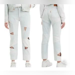 Levi’s Levi's 501 Premium Pieced‎ Straight Leg Cut Out Crop Jeans Size 25x26